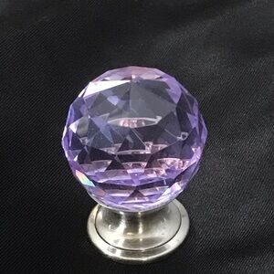 TOP KNOBS 1 1/8”  LILAC CRYSTAL KNOB W/BRUSHED SATIN NICKEL BASE LIGHT PURPLE